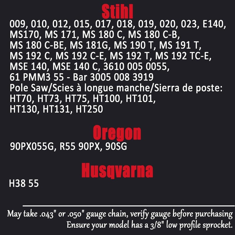 ES 3 Pack 16 Inch Chainsaw Chain 3/8" LP Pitch .043" Gauge 55 Drive Links Semi-Chisel Chain Saw Chains for Husqvarna, Poulan, Craftsman, Greenworks and More Chainsaw Brands - Image 3